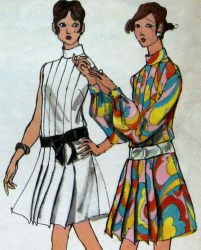7662 1968-69 CUTE MINI PLEAT DRESS SLVS OR NOT PATTERN 12 34